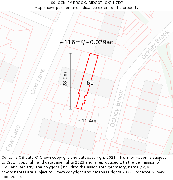 60, OCKLEY BROOK, DIDCOT, OX11 7DP: Plot and title map