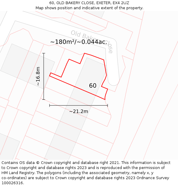 60, OLD BAKERY CLOSE, EXETER, EX4 2UZ: Plot and title map