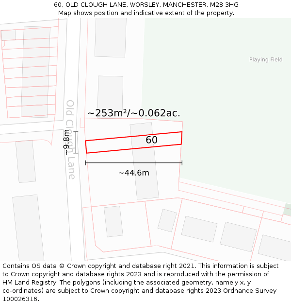 60, OLD CLOUGH LANE, WORSLEY, MANCHESTER, M28 3HG: Plot and title map