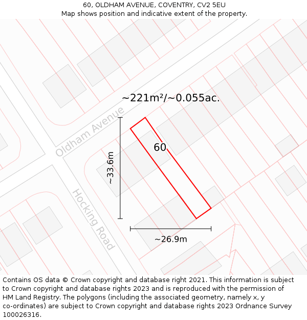 60, OLDHAM AVENUE, COVENTRY, CV2 5EU: Plot and title map