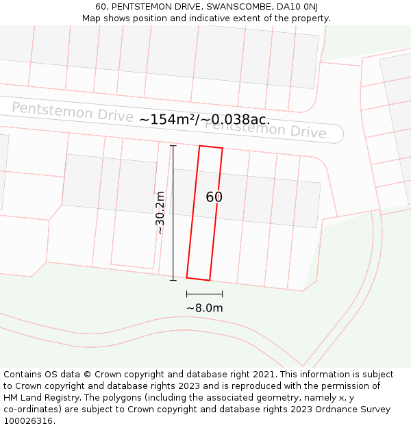 60, PENTSTEMON DRIVE, SWANSCOMBE, DA10 0NJ: Plot and title map