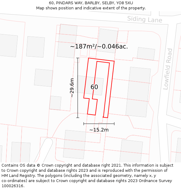 60, PINDARS WAY, BARLBY, SELBY, YO8 5XU: Plot and title map