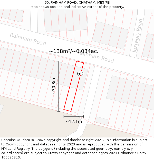 60, RAINHAM ROAD, CHATHAM, ME5 7EJ: Plot and title map
