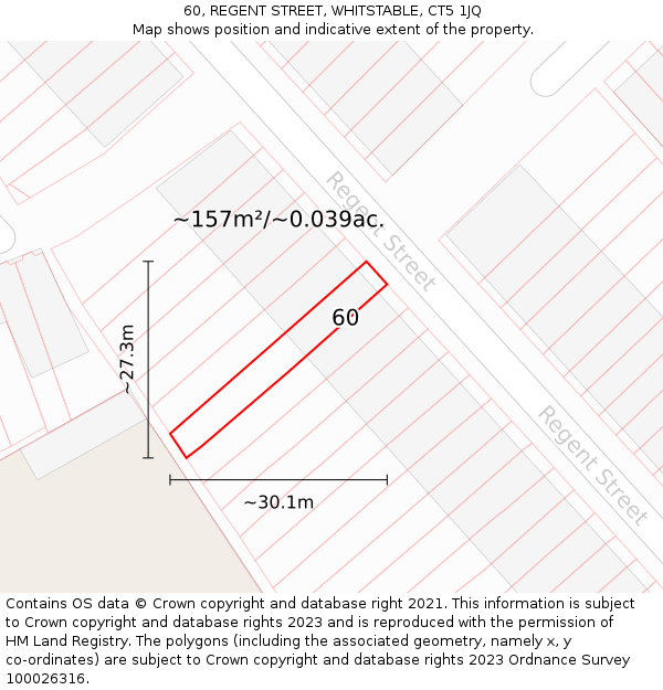 60, REGENT STREET, WHITSTABLE, CT5 1JQ: Plot and title map