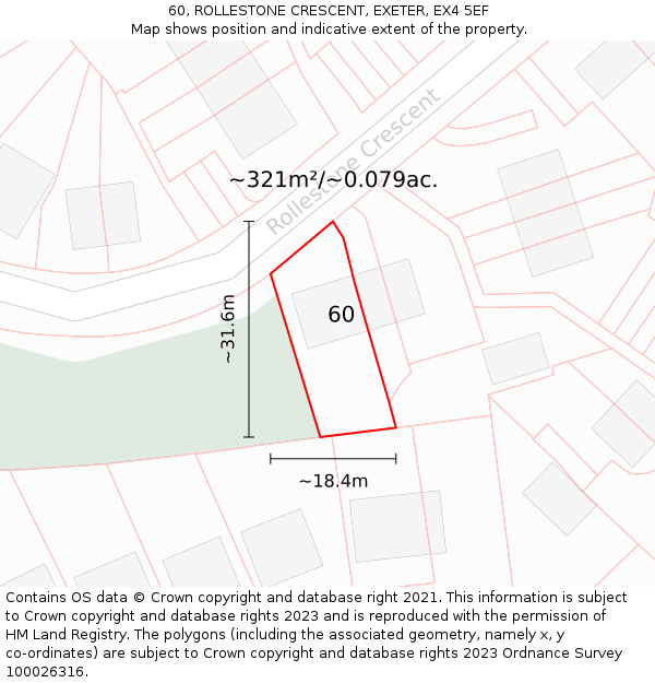 60, ROLLESTONE CRESCENT, EXETER, EX4 5EF: Plot and title map