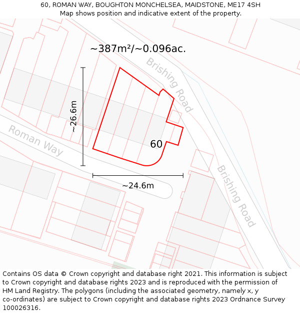 60, ROMAN WAY, BOUGHTON MONCHELSEA, MAIDSTONE, ME17 4SH: Plot and title map