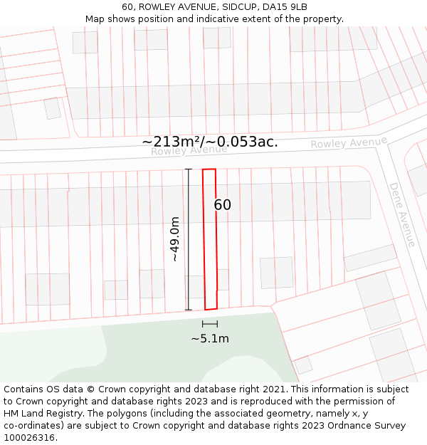 60, ROWLEY AVENUE, SIDCUP, DA15 9LB: Plot and title map