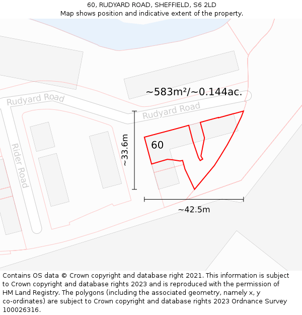 60, RUDYARD ROAD, SHEFFIELD, S6 2LD: Plot and title map