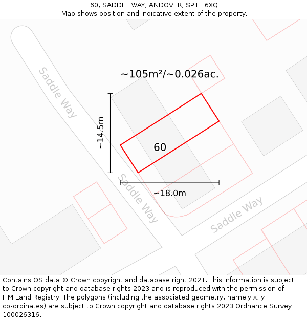 60, SADDLE WAY, ANDOVER, SP11 6XQ: Plot and title map