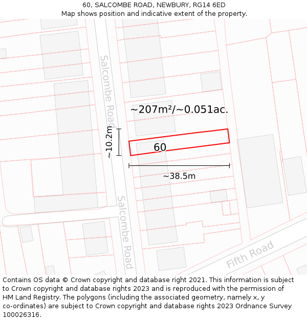 60, SALCOMBE ROAD, NEWBURY, RG14 6ED: Plot and title map