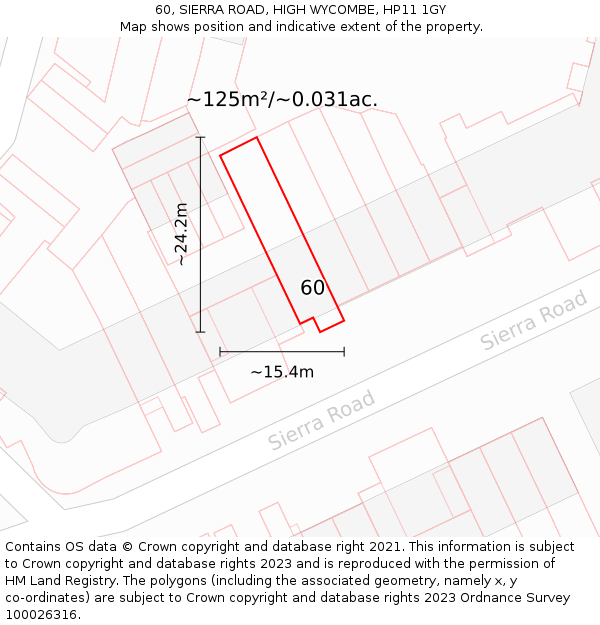 60, SIERRA ROAD, HIGH WYCOMBE, HP11 1GY: Plot and title map