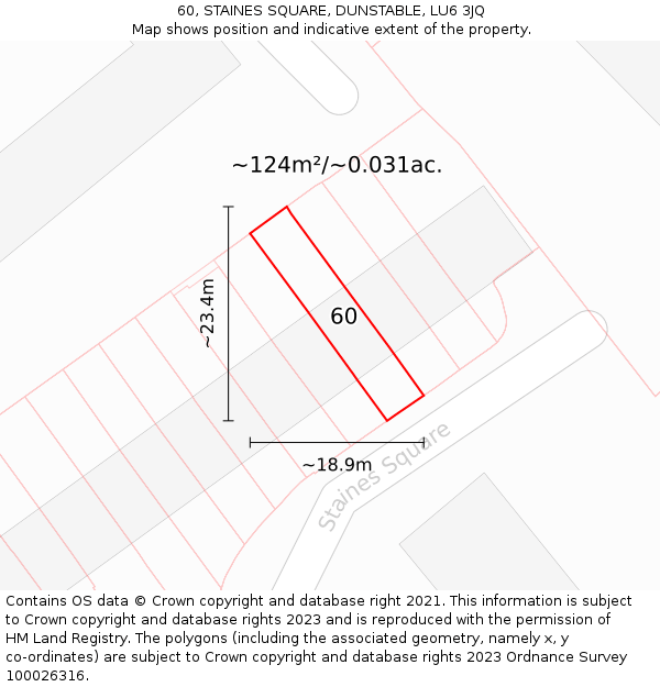 60, STAINES SQUARE, DUNSTABLE, LU6 3JQ: Plot and title map