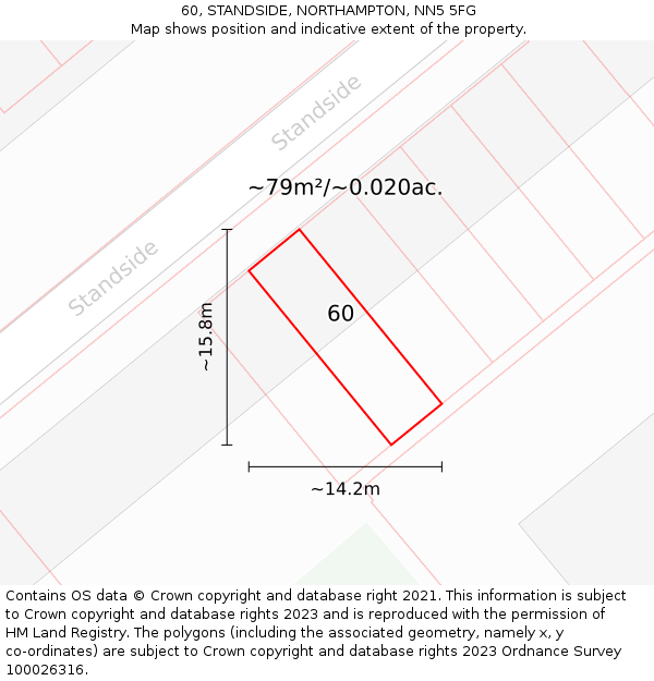 60, STANDSIDE, NORTHAMPTON, NN5 5FG: Plot and title map