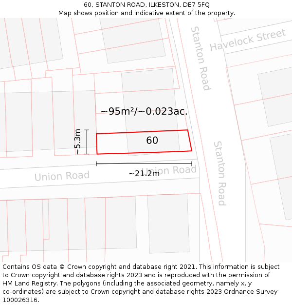 60, STANTON ROAD, ILKESTON, DE7 5FQ: Plot and title map