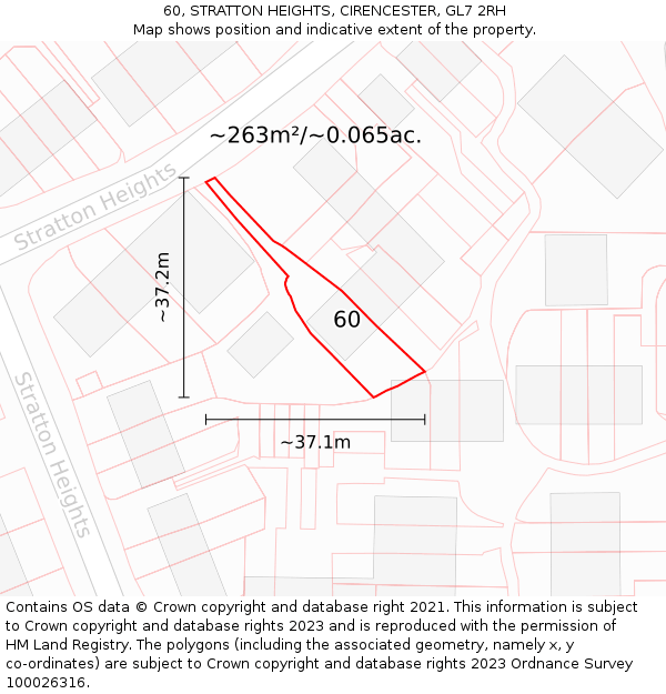 60, STRATTON HEIGHTS, CIRENCESTER, GL7 2RH: Plot and title map