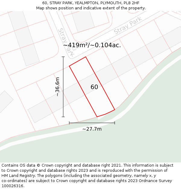 60, STRAY PARK, YEALMPTON, PLYMOUTH, PL8 2HF: Plot and title map