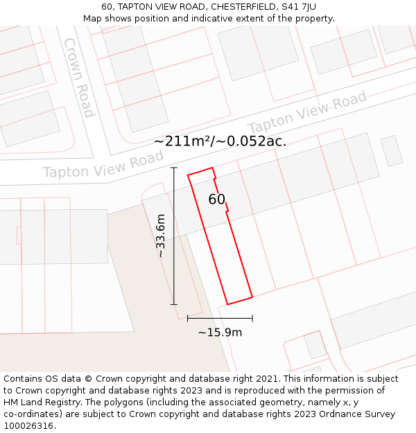 60, TAPTON VIEW ROAD, CHESTERFIELD, S41 7JU: Plot and title map