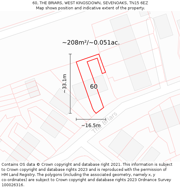 60, THE BRIARS, WEST KINGSDOWN, SEVENOAKS, TN15 6EZ: Plot and title map