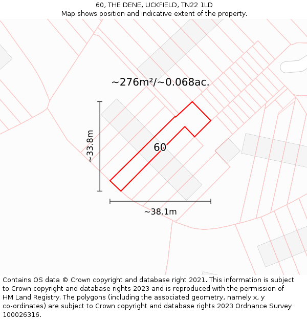 60, THE DENE, UCKFIELD, TN22 1LD: Plot and title map