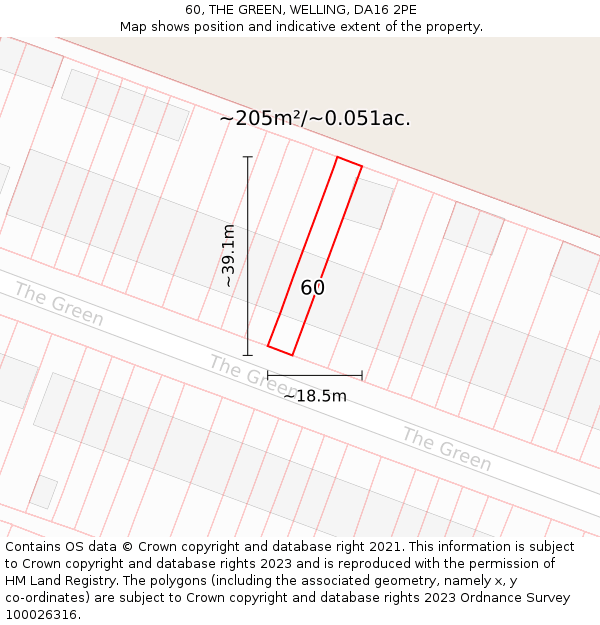 60, THE GREEN, WELLING, DA16 2PE: Plot and title map