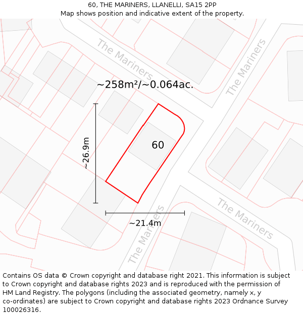 60, THE MARINERS, LLANELLI, SA15 2PP: Plot and title map