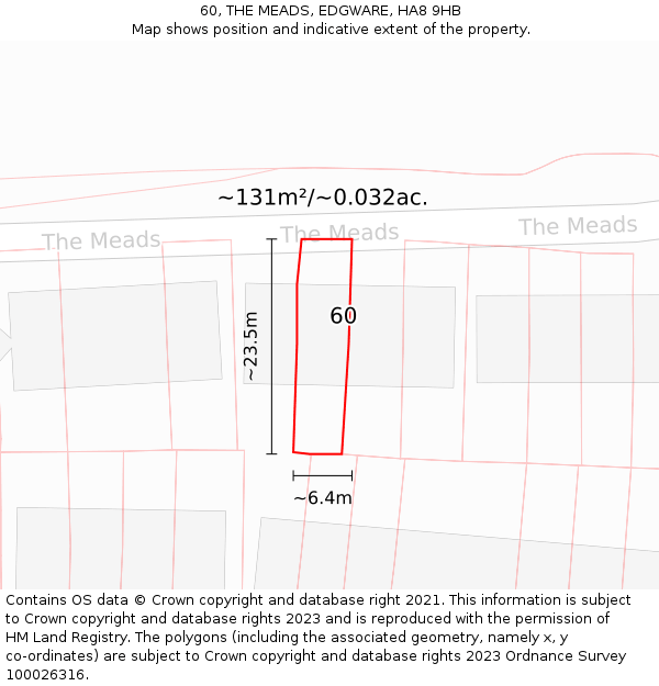 60, THE MEADS, EDGWARE, HA8 9HB: Plot and title map