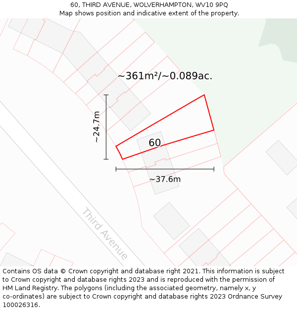 60, THIRD AVENUE, WOLVERHAMPTON, WV10 9PQ: Plot and title map
