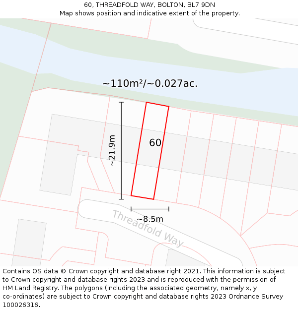60, THREADFOLD WAY, BOLTON, BL7 9DN: Plot and title map