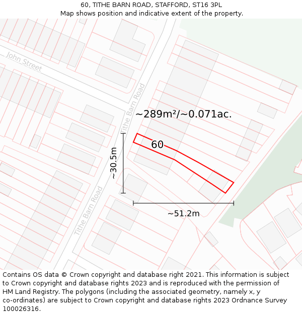 60, TITHE BARN ROAD, STAFFORD, ST16 3PL: Plot and title map