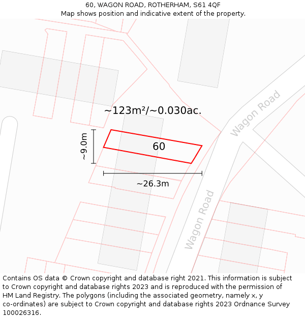60, WAGON ROAD, ROTHERHAM, S61 4QF: Plot and title map