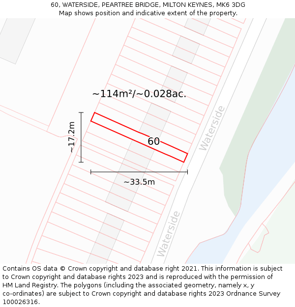 60, WATERSIDE, PEARTREE BRIDGE, MILTON KEYNES, MK6 3DG: Plot and title map