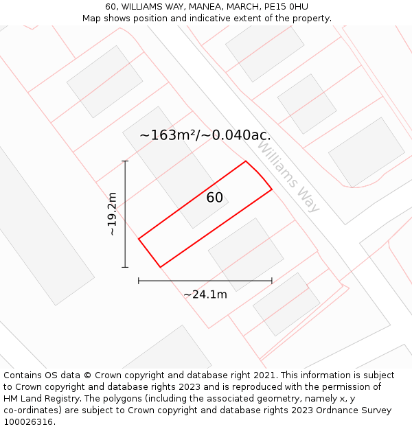 60, WILLIAMS WAY, MANEA, MARCH, PE15 0HU: Plot and title map