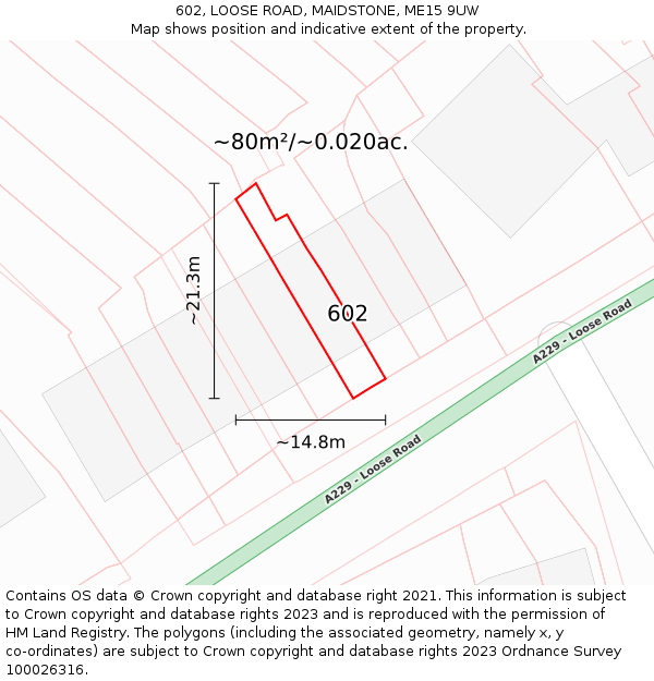 602, LOOSE ROAD, MAIDSTONE, ME15 9UW: Plot and title map