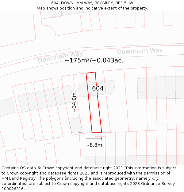 604, DOWNHAM WAY, BROMLEY, BR1 5HW: Plot and title map