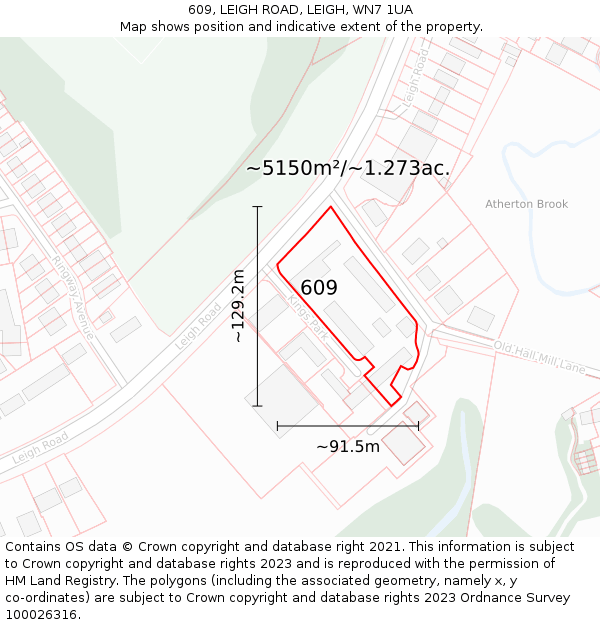 609, LEIGH ROAD, LEIGH, WN7 1UA: Plot and title map