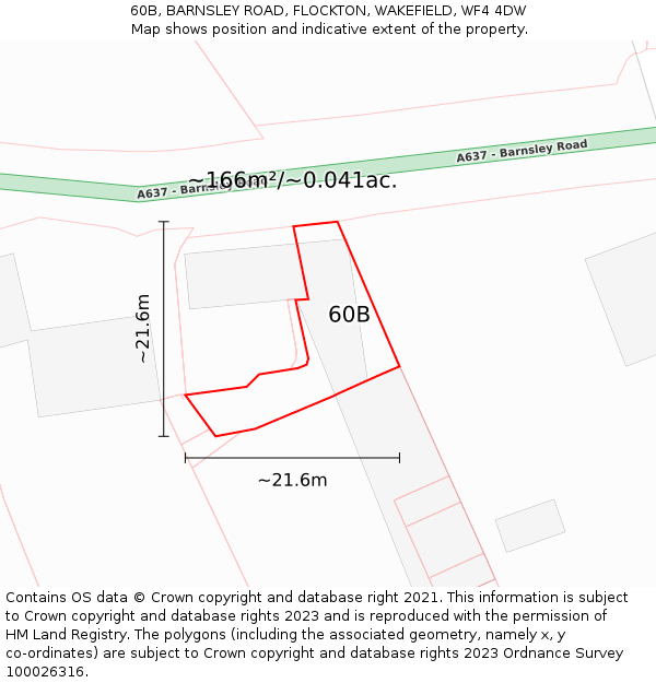 60B, BARNSLEY ROAD, FLOCKTON, WAKEFIELD, WF4 4DW: Plot and title map