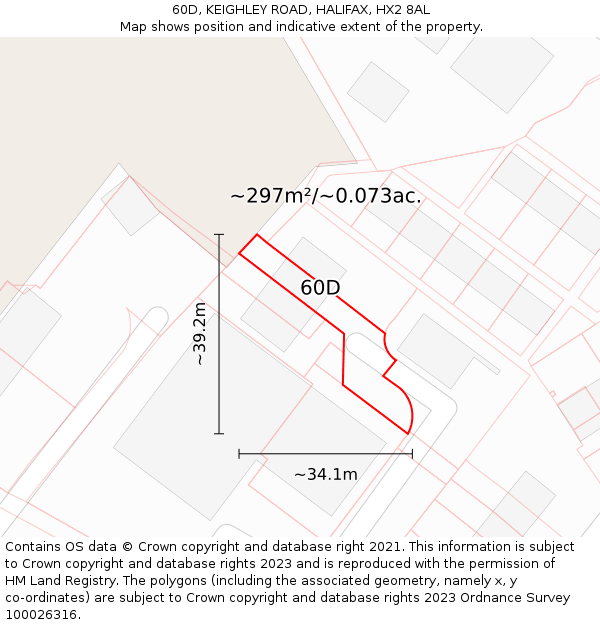 60D, KEIGHLEY ROAD, HALIFAX, HX2 8AL: Plot and title map
