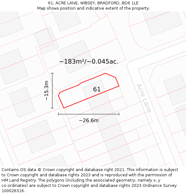 61, ACRE LANE, WIBSEY, BRADFORD, BD6 1LE: Plot and title map
