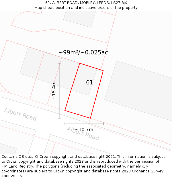 61, ALBERT ROAD, MORLEY, LEEDS, LS27 8JX: Plot and title map