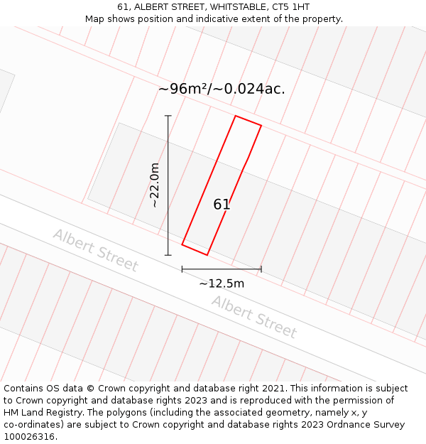 61, ALBERT STREET, WHITSTABLE, CT5 1HT: Plot and title map
