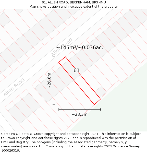 61, ALLEN ROAD, BECKENHAM, BR3 4NU: Plot and title map