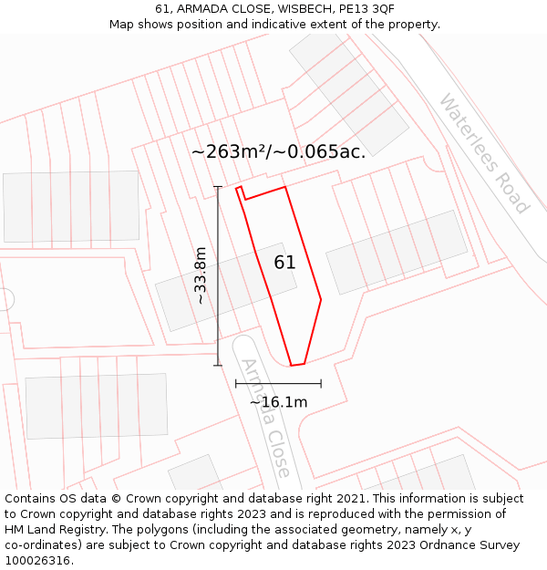 61, ARMADA CLOSE, WISBECH, PE13 3QF: Plot and title map