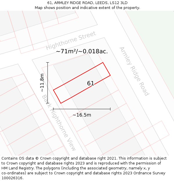 61, ARMLEY RIDGE ROAD, LEEDS, LS12 3LD: Plot and title map