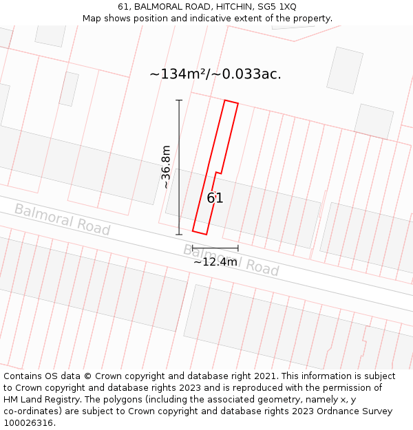 61, BALMORAL ROAD, HITCHIN, SG5 1XQ: Plot and title map
