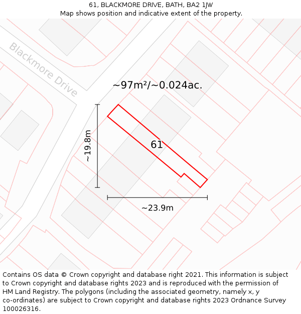 61, BLACKMORE DRIVE, BATH, BA2 1JW: Plot and title map