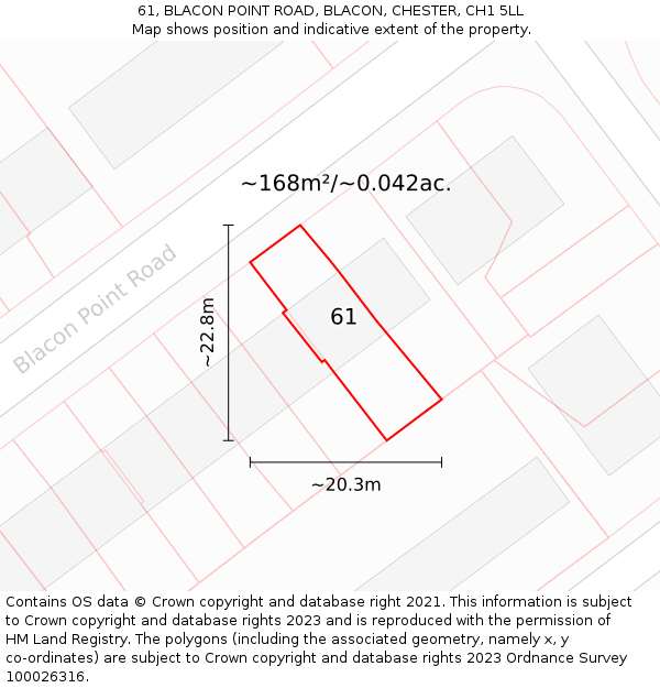 61, BLACON POINT ROAD, BLACON, CHESTER, CH1 5LL: Plot and title map