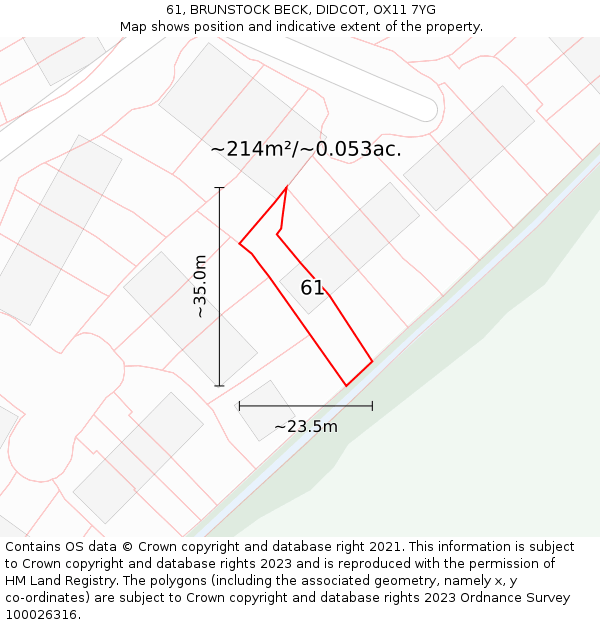 61, BRUNSTOCK BECK, DIDCOT, OX11 7YG: Plot and title map