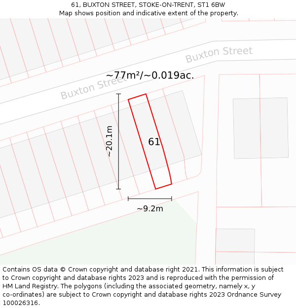 61, BUXTON STREET, STOKE-ON-TRENT, ST1 6BW: Plot and title map