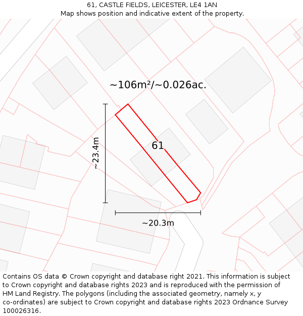 61, CASTLE FIELDS, LEICESTER, LE4 1AN: Plot and title map