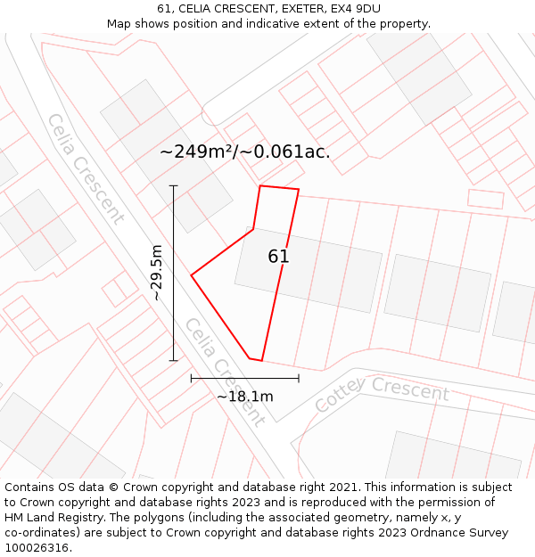 61, CELIA CRESCENT, EXETER, EX4 9DU: Plot and title map